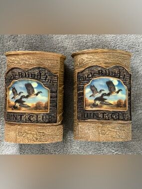 Hunt Club Pair Of 4” Duck Hunting Tumblers/ Goblets
